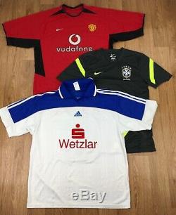 100 x BRANDED FOOTBALL TOPS & EXERCISE T-SHIRTS WHOLESALE GRADE B VINTAGE