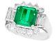 3.05 Ct Emerald 0.96 Ct Diamond 18carat White Gold Dress Ring Size Q1/2