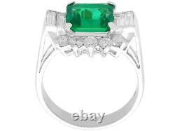 3.05 ct Emerald 0.96 ct Diamond 18Carat White Gold Dress Ring Size Q1/2