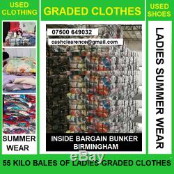 55 kilo bales of grade A. Ladies clothes all light summer wear compressed bales