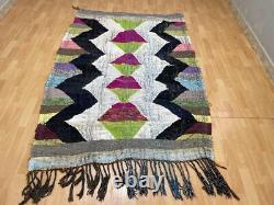 5x7 Hand-Woven Recycled Clothing Rug Kilim Carpet Moroccan Rug