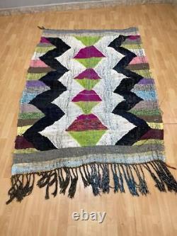 5x7 Hand-Woven Recycled Clothing Rug Kilim Carpet Moroccan Rug