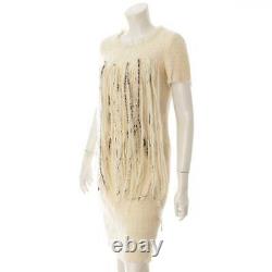 AUTHENTIC CHANEL Tweed Fringe One Piece Dress P39519 Ivory 38 GRADE B USED MD