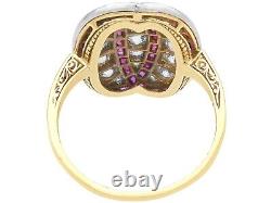 Antique 0.38ct Ruby and 0.70ct Diamond 15ct Yellow Gold and Platinum Dress Ring