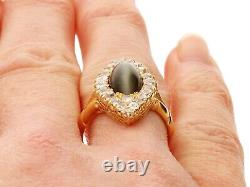 Antique 2.65ct Chrysoberyl and 1.18ct Diamond 18ct Yellow Gold Dress Ring