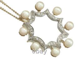 Antique Pearl and 0.28 ct Diamond 14Carat Yellow Gold Pendant