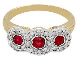 Antique Ruby and Diamond Ring in 18Carat Yellow Gold Size L 1/2