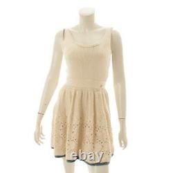 Authentic Chanel 12A Cotton Sleeveless Knit Dress P38508 Beige Size 36 Grade AB