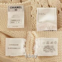 Authentic Chanel 12A Cotton Sleeveless Knit Dress P38508 Beige Size 36 Grade AB