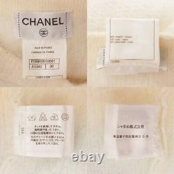 Authentic Chanel Angora Knit Dress P39908 White Blue Size 36 Used Grade A