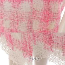Authentic Chanel Coco Mark Check Knit Dress P39971 Size 36 Pink x White Grade B