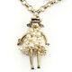 Authentic Chanel Coco Mark Pearl Dress Doll Necklace Gold 14s Grade A Used At