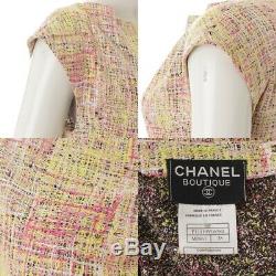 Authentic Chanel Tweed Dress P11119 Pink Light Green Grade A Used -at