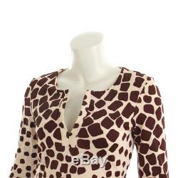 Authentic Diane Von Furstenberg Silk Giraffe Dress Beige Grade Ab Used At
