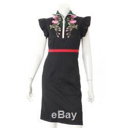 Authentic Gucci 17aw Embroidered Jersey Dress 479538 Black Xs Grade A Used HP