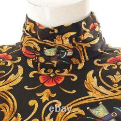 Authentic Hermes Total Pattern Silk High Neck Dress Black Size 38 Used Grade A
