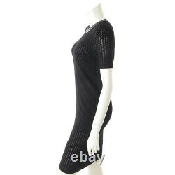 Authentic Louis Vuitton Leather Neck Knit Dress Black Size M Used Grade S