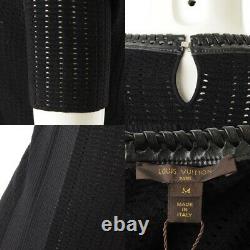 Authentic Louis Vuitton Leather Neck Knit Dress Black Size M Used Grade S
