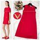 Authentic Valentino Highest Grade Line V Logo Decoration Sleeveless Dress Red 40