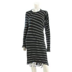 Authentic Yohji Yamamoto S Striped Asymmetry Knit Dress Black Grade B Used -at