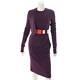 Chanel 07a Wool Knit With Belt One Piece P32106 Size 36 Purple Grade Ab Used