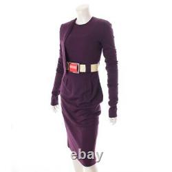 Chanel 07A Wool Knit With Belt One Piece P32106 Size 36 Purple Grade AB Used