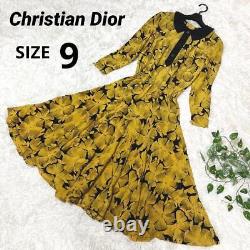 Christian Dior grade Dior Long Shirt Dress 100 Silk Yellow M Size Equival
