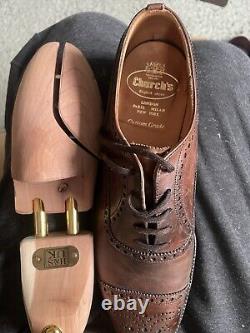 Church, Brown Tan Leather, Brogue Shoes Custom Grade Mens Size UK 7.5 F