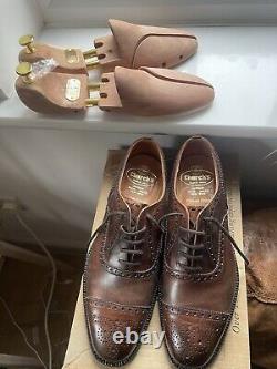 Church, Brown Tan Leather, Brogue Shoes Custom Grade Mens Size UK 7.5 F