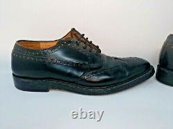 Church's Custom Grade Black Leather Wingtip Brogue Shoes Mens UK Size 8 F VTG