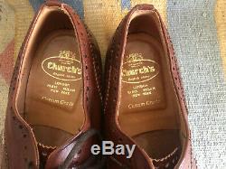 Church's Custom Grade Brown Leather Wing Tip Shoes 11 D Made in U K Mint