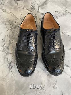 Church's Custom Grade Mens Black Leather Brogue Shoes Size 7 Made In England