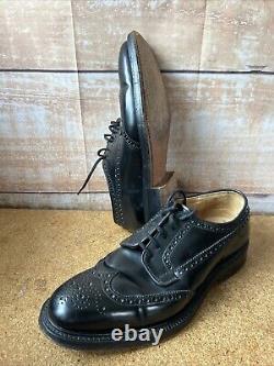 Church's Grafton Black Leather Derby Brogue Shoes Custom Grade Mens Size UK 7 F