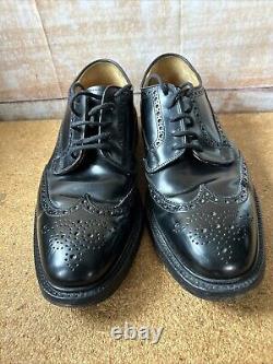 Church's Grafton Black Leather Derby Brogue Shoes Custom Grade Mens Size UK 7 F