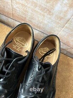 Church's Grafton Black Leather Derby Brogue Shoes Custom Grade Mens Size UK 7 F