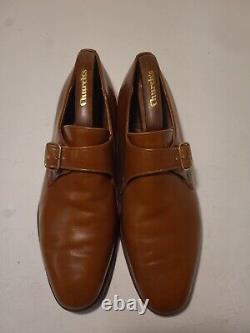 Church's Monk Strap Handmade Shoes Custom Grade 9.5 Brown with wood shoe last PT