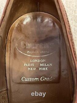 Church's Perth Brown Leather Derby Brogue Shoes Custom Grade Mens Size UK 8.5