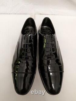 Churches Mens Black Leather High Gloss Derby Custom Grade Shoes Size UK 9F EU 42