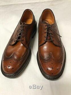 Churchill Quality Grade Pebble Brown Leather Wingtip Oxford Shoes Sz 9 EEE