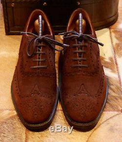 Churchs Buck Suede Brogue Shoes Mens Dark Brown Custom Grade UK 9B
