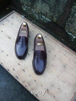 Crockett & Jones Loafers Shoes Hand Grade Brown Burgundy Leather Uk6 Mens Unworn