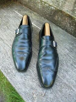 Crockett & Jones Monkstrap Shoes Hand Grade Black Leather Uk10 Mens Chadwick