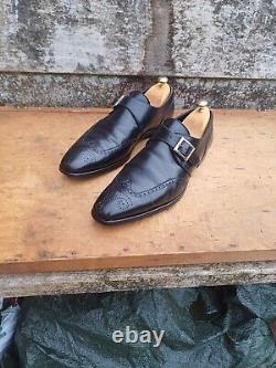 Crockett & Jones Monkstrap Shoes Hand Grade Black Leather Uk8.5 Mens Exc Cond