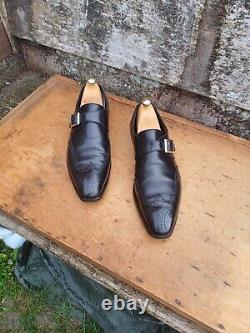 Crockett & Jones Monkstrap Shoes Hand Grade Black Leather Uk8.5 Mens Exc Cond