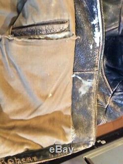 G-III Apparel Men's XL Distressed Brown Heavy Grade Leather Jacket Worn Classic
