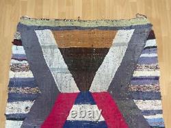 Geometric 4'4x7'2 Hand-Woven Recycled Clothing Rug Kilim Carpet Moroccan Rug