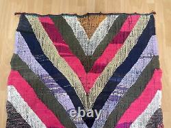 Geometric 4x6'6 Hand-Woven Recycled Clothing Rug Kilim Carpet Moroccan Rug