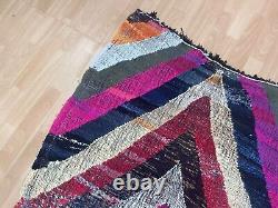 Geometric 4x6'6 Hand-Woven Recycled Clothing Rug Kilim Carpet Moroccan Rug