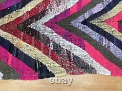 Geometric 4x6'6 Hand-Woven Recycled Clothing Rug Kilim Carpet Moroccan Rug