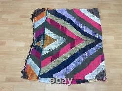 Geometric 4x6'6 Hand-Woven Recycled Clothing Rug Kilim Carpet Moroccan Rug